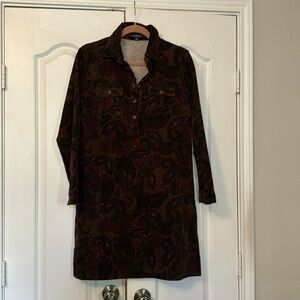 Chadwick’s brown paisley corduroy dress size 8